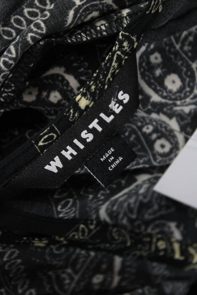 Whistles Womens Fit & Flare Black Paisley V Neck Knee Dress Size 6