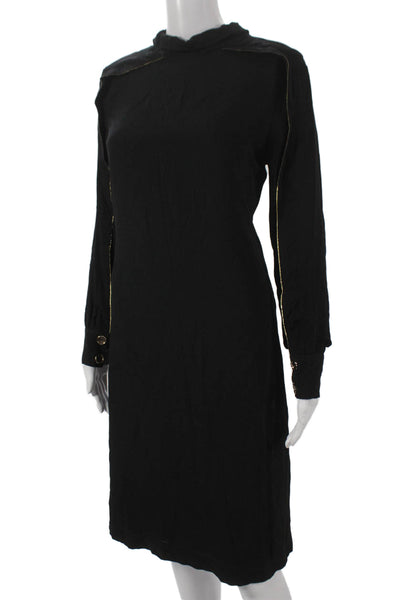 Harper Women Sheath Dress Black Mock Neck Long Sleeve Zip Size S