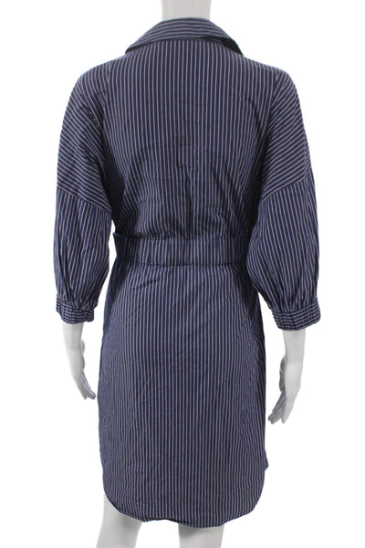 Zara Basic Womens Shirt Dress Blue Striped 3/4 Sleeve Size M