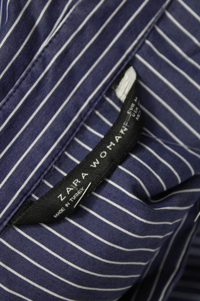 Zara Basic Womens Shirt Dress Blue Striped 3/4 Sleeve Size M