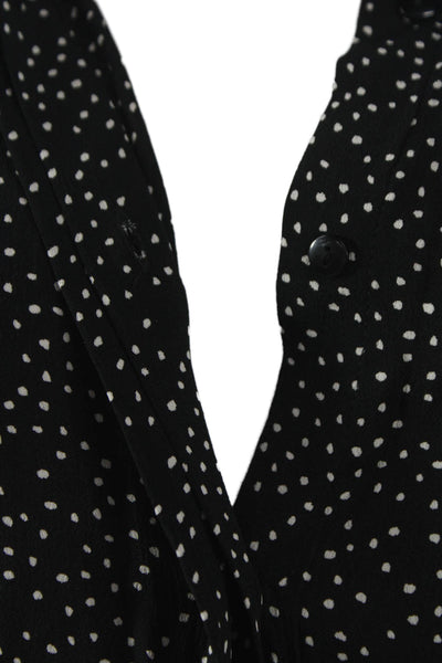 MNG Womens Shirt Dress Black Polka Dot Long Sleeve Knee Length Size 4