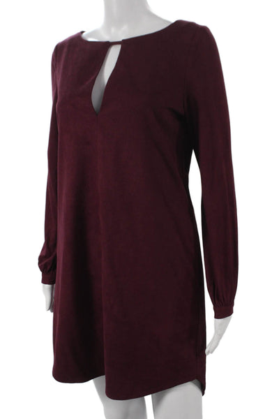 Blaque Label Women Red Mini Dress Long Sleeve Round Neck Polyester Size S