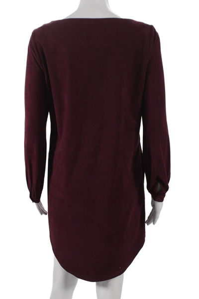 Blaque Label Women Red Mini Dress Long Sleeve Round Neck Polyester Size S