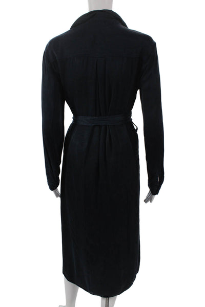 Bella Dahl Women Shirt Dress Blue Cupro Button Collar Knee Length Size XS
