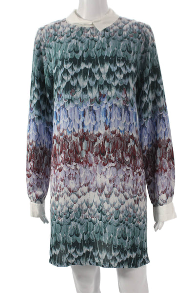 BCBGMAXAZRIA Women Shift Dress Animal Print Multicolor Mini Long Sleeve Size M
