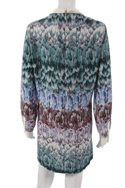 BCBGMAXAZRIA Women Shift Dress Animal Print Multicolor Mini Long Sleeve Size M