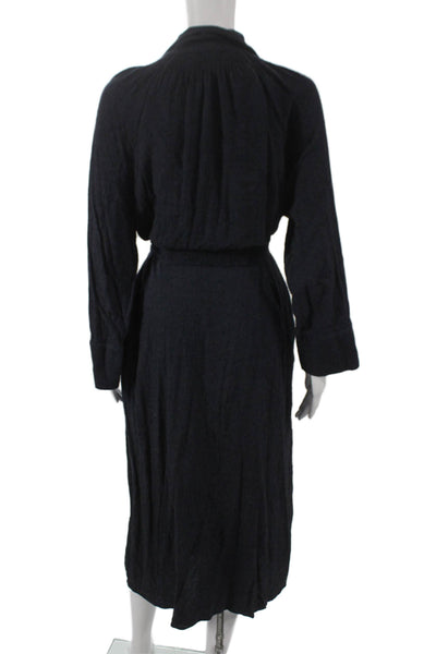 Massimo Dutti Womens Shirt Dress Blue Button Long Sleeve Midi Viscose Size S