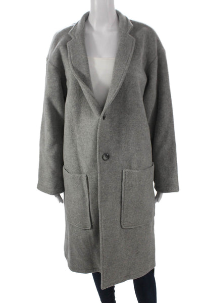 Awet Women Gray Wool Cashmere Overcoat Button Front Size M