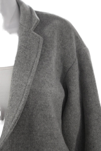 Awet Women Gray Wool Cashmere Overcoat Button Front Size M