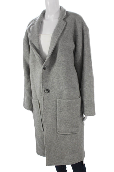 Awet Women Gray Wool Cashmere Overcoat Button Front Size M