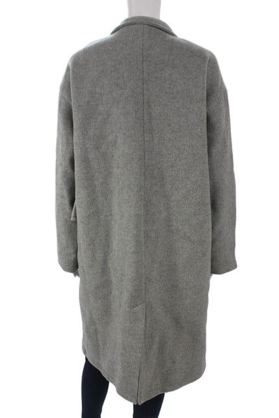 Awet Women Gray Wool Cashmere Overcoat Button Front Size M