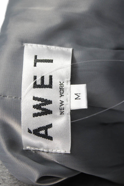 Awet Women Gray Wool Cashmere Overcoat Button Front Size M