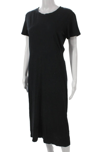LNA Women T Shirt Dress Black Short Sleeve Crew Neck Cotton Size M