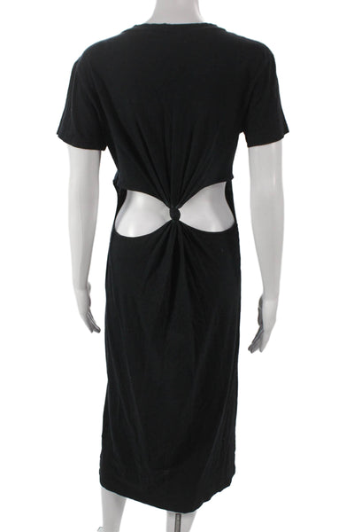 LNA Women T Shirt Dress Black Short Sleeve Crew Neck Cotton Size M