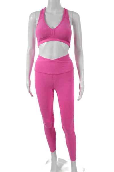 Beyond Yoga Womens Athletic Set Pink Flecked Polyester V-Neck Sleeveless Size S
