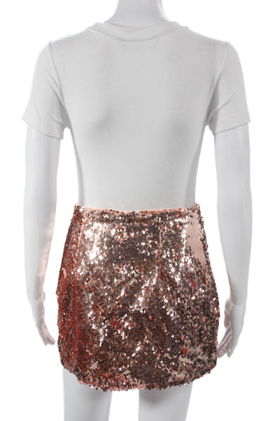 Superdown Womens Wrap Skirt Gold Polyester Short Zip Size S