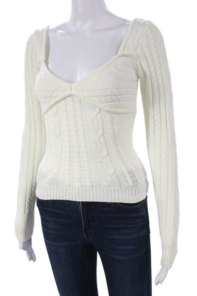 Majorelle Womens White Sweetheart Neck Pullover Sweater Size XS