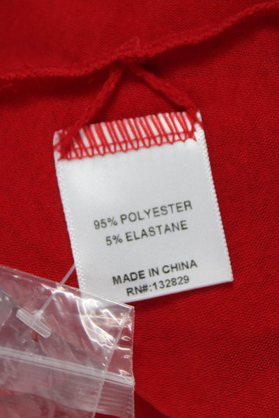 Lovers + Friends Women Cropped Button-Up Top Long Sleeve Red Round Neck Size XS