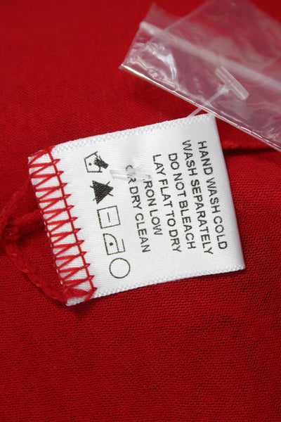 Lovers + Friends Women Cropped Button-Up Top Long Sleeve Red Round Neck Size XS