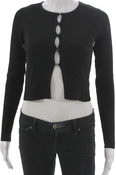 MNG Womens Black Cardigan Long Sleeve Round Neck Size XS