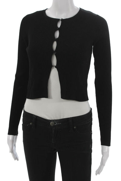 MNG Womens Black Cardigan Long Sleeve Round Neck Size XS