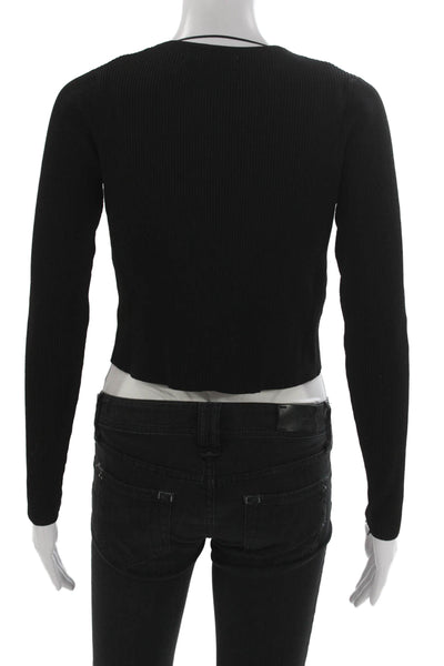 MNG Womens Black Cardigan Long Sleeve Round Neck Size XS