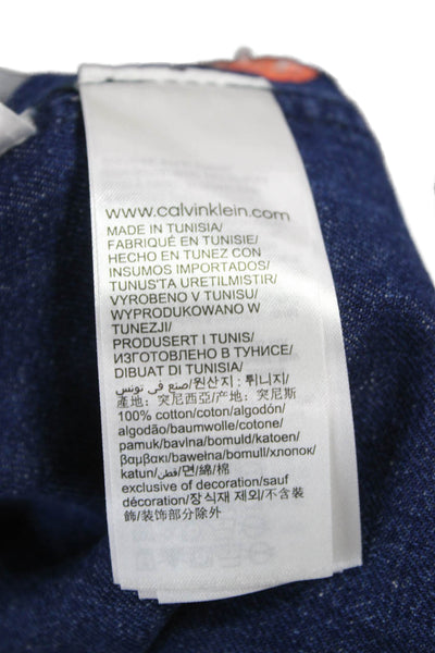 Calvin Klein Jeans Womens Western Button Up Top Colorblock Blue Cotton Size XS