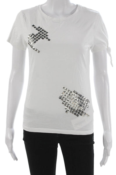 J.W. Anderson Womens White Basic Crew Neck Cotton Short Sleeve T-Shirt Size XS