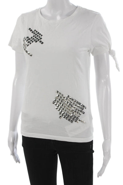 J.W. Anderson Womens White Basic Crew Neck Cotton Short Sleeve T-Shirt Size XS