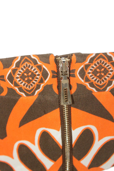 Ramy Brook Womens Cropped Linen Tank Sleeveless Square Neck Orange Zip Size 0