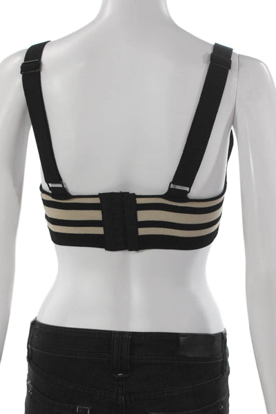 L'Agence Women Cropped Striped V-Neck Sleeveless Tank Black Polyester Size XS