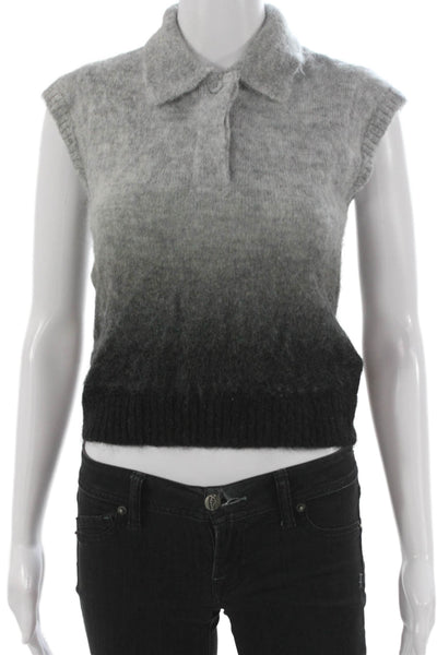 Aligne Womens Gray Collared Sweater Vest Size 0