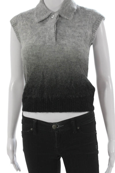 Aligne Womens Gray Collared Sweater Vest Size 0