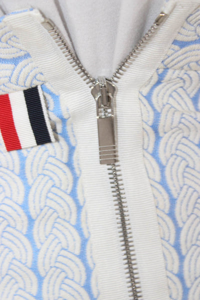 Thom Browne Womens Blue Cotton Pencil Skirt Knee Length Geometric Zip Size XS