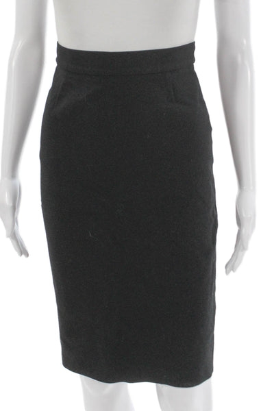 Prada Women Straight Pencil Skirt Black Polyester Blend Knee Length Zip Size 38