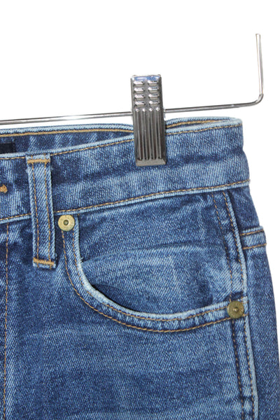 Khaite Womens Skinny Jeans Blue Low Rise Button Cotton Size 24