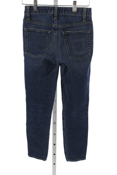 Khaite Womens Skinny Jeans Blue Low Rise Button Cotton Size 24