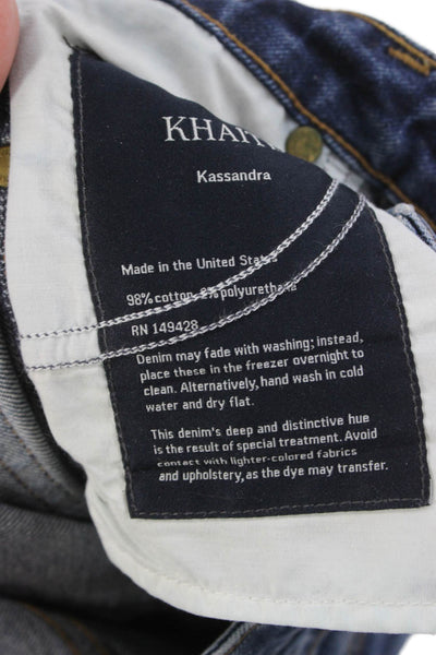 Khaite Womens Skinny Jeans Blue Low Rise Button Cotton Size 24