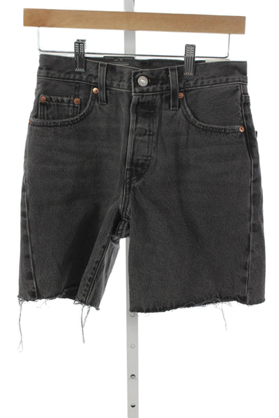 Levis Women Cut-Off Black Cotton Shorts Size 24