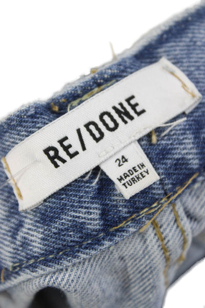 Re/Done Womens Straight Jeans Blue Button Cotton Size 24