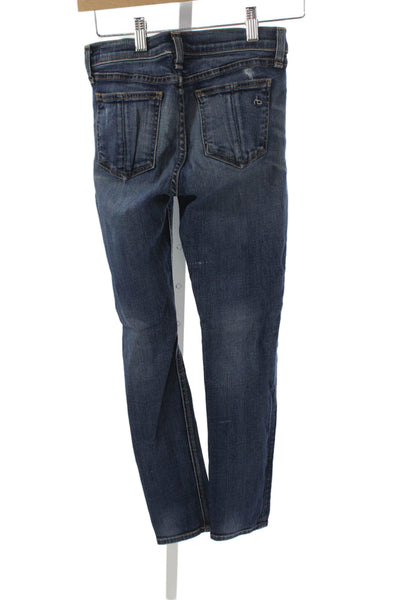 Rag & Bone Jean Womens Skinny Jeans Blue Cotton Button Mid Rise Size 24