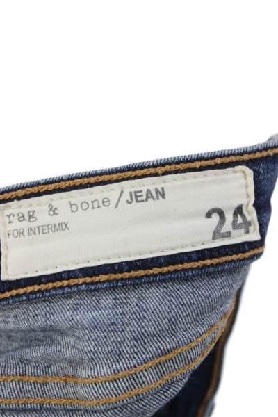 Rag & Bone Jean Womens Skinny Jeans Blue Cotton Button Mid Rise Size 24
