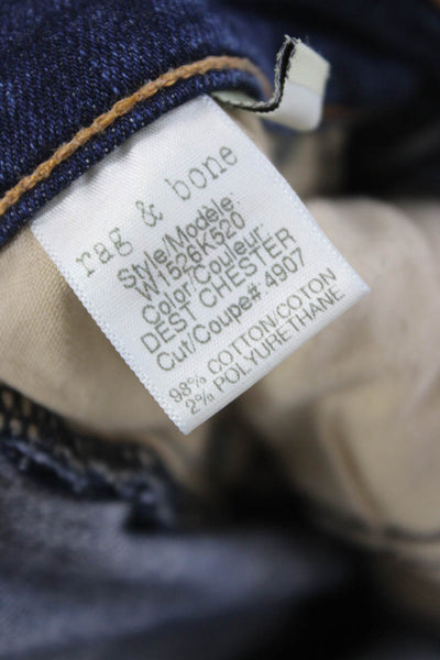Rag & Bone Jean Womens Skinny Jeans Blue Cotton Button Mid Rise Size 24