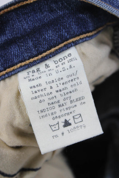 Rag & Bone Jean Womens Skinny Jeans Blue Cotton Button Mid Rise Size 24