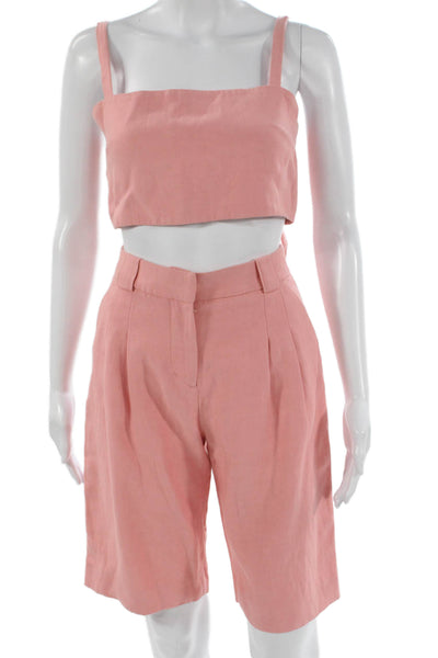 Alexis Women Pink Viscose Square Neck Sleeveless Shorts Set Zip Size XS