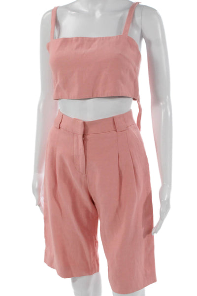 Alexis Women Pink Viscose Square Neck Sleeveless Shorts Set Zip Size XS