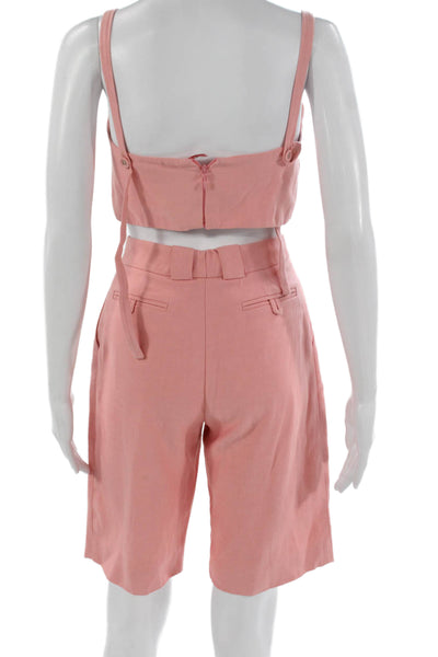 Alexis Women Pink Viscose Square Neck Sleeveless Shorts Set Zip Size XS