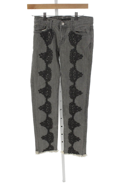 J Brand Womens Skinny Jeans Gray Button Cotton Size 24
