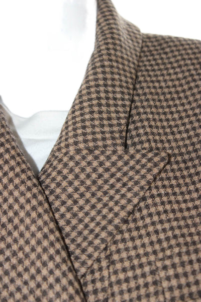 Argent Womens Houndstooth Print Double Breasted Skirt Suit Brown Size 6