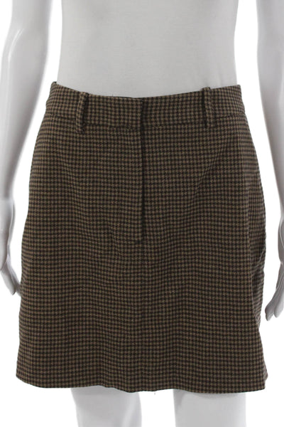Argent Womens Houndstooth Print Double Breasted Skirt Suit Brown Size 6